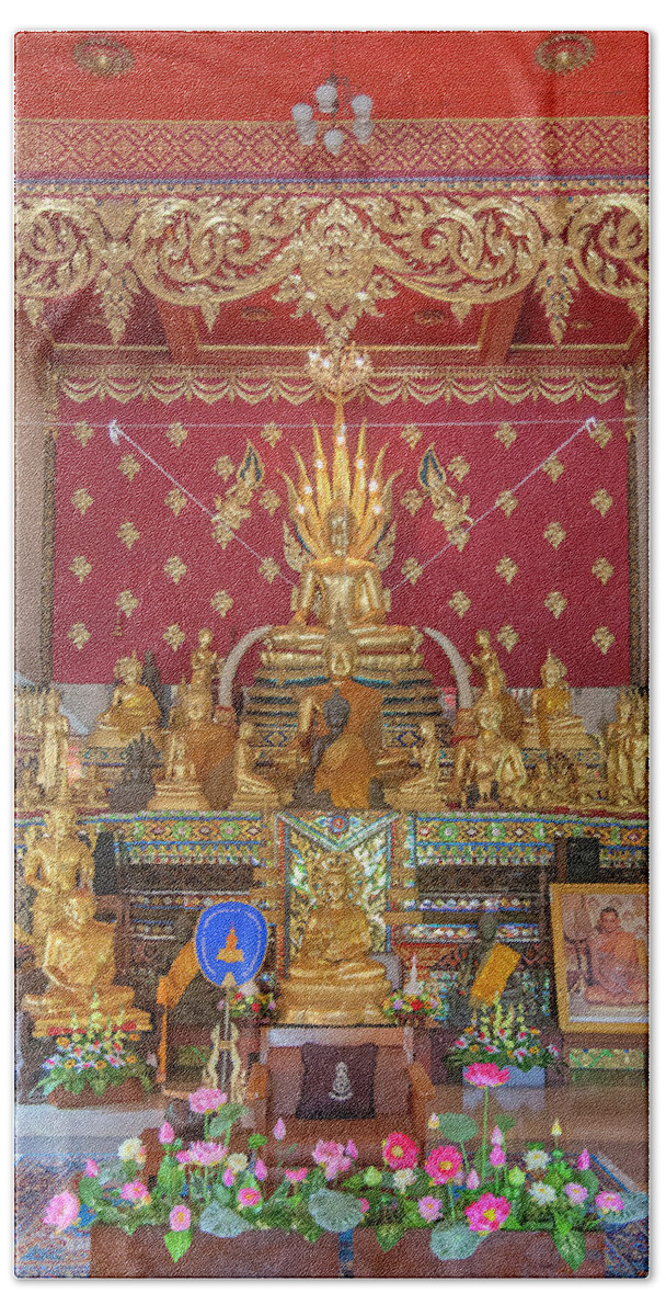 Scenic Beach Towel featuring the photograph Wat Thung Luang Phra Wihan Buddha Images DTHCM2106 by Gerry Gantt