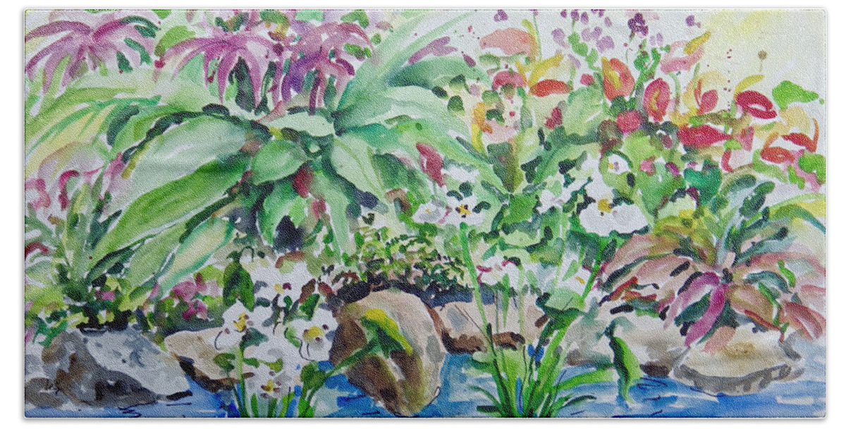 Water Beach Sheet featuring the painting Water Garden by Ingrid Dohm