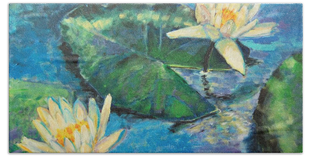  Beach Towel featuring the painting Water Lilies by Ana Maria Edulescu
