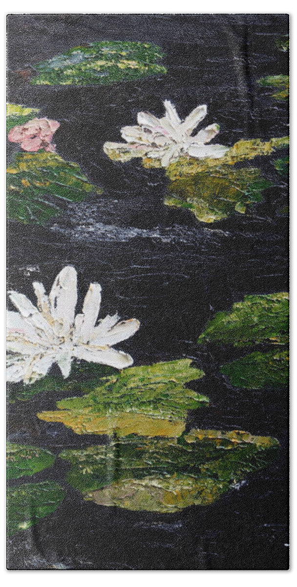 Water Lily Beach Sheet featuring the painting Water Lilies III by Marilyn Zalatan