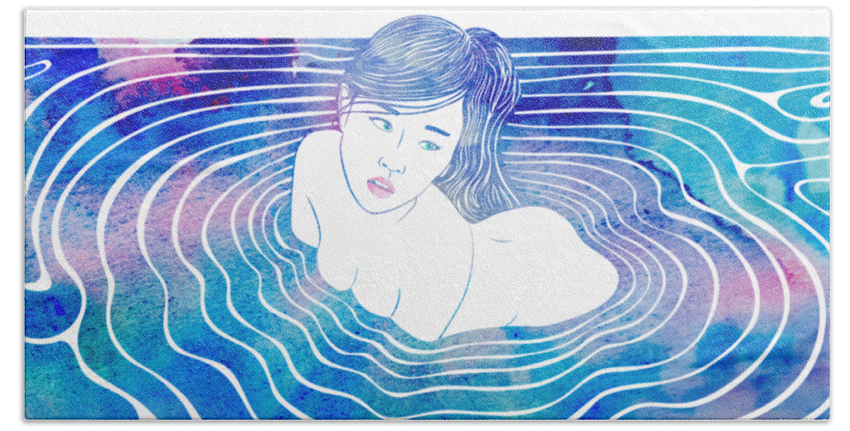 Beauty Beach Towel featuring the mixed media Water Nymph LXXXIX by Stevyn Llewellyn