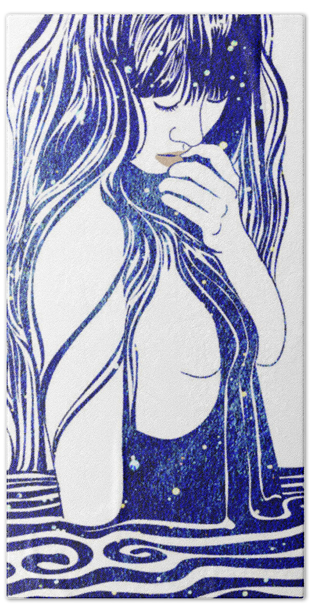 Beauty Beach Towel featuring the mixed media Water Nymph XVI by Stevyn Llewellyn
