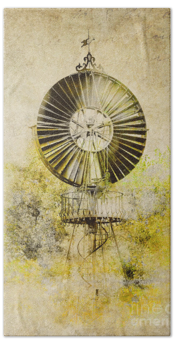 Wind Power Beach Sheet featuring the photograph Water-Pumping Windmill by Heiko Koehrer-Wagner