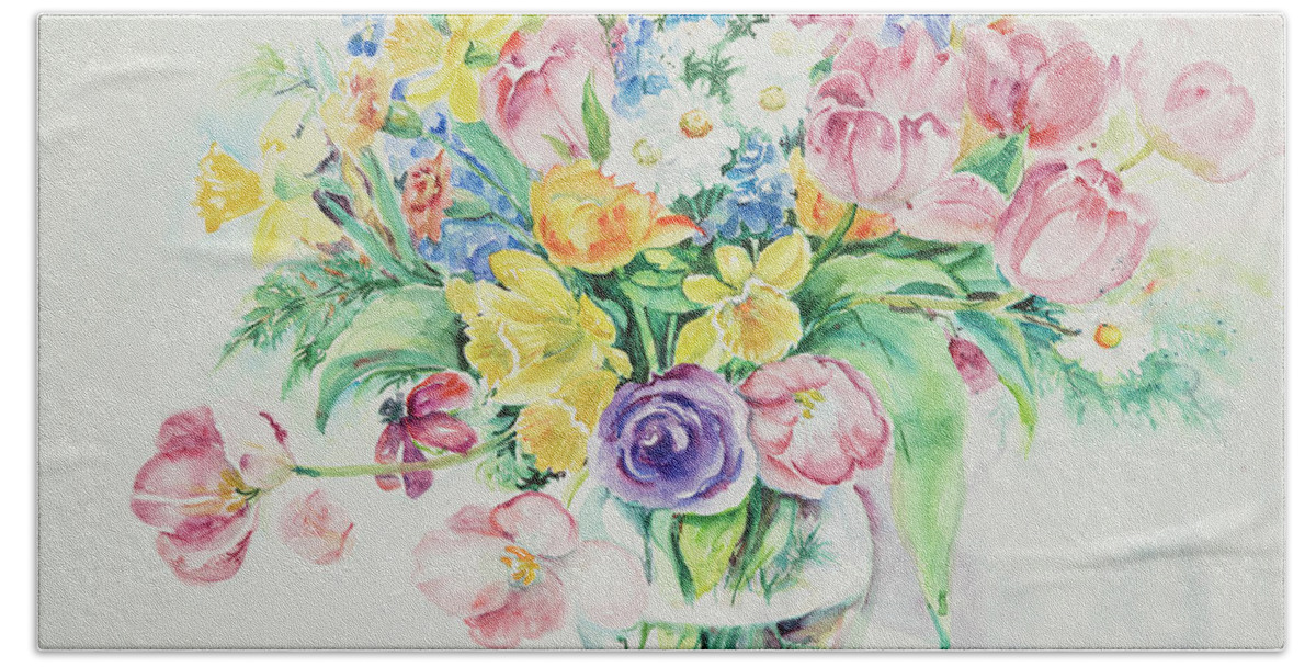 Floral Beach Towel featuring the painting Watercolor Series 5 by Ingrid Dohm