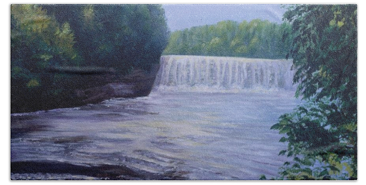  Beach Sheet featuring the painting Waterfall by Barbel Smith