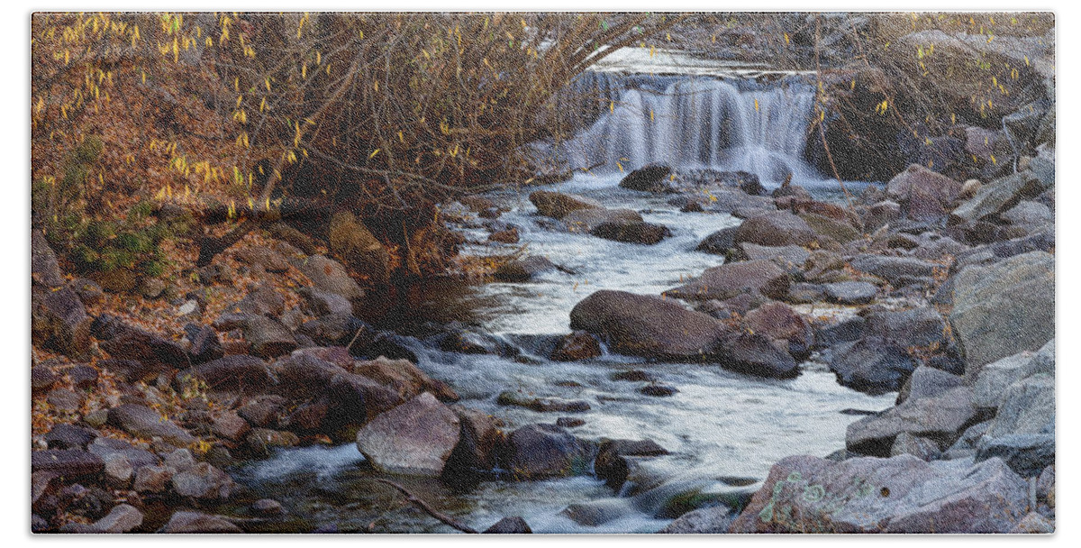 Waterfall Beach Sheet featuring the photograph Waterfall On Beautiful Boulder Creek by James BO Insogna