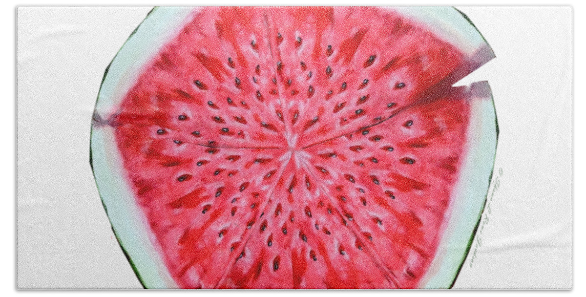 Fruit Beach Towel featuring the painting Watermelon Star Wheel by Shana Rowe Jackson