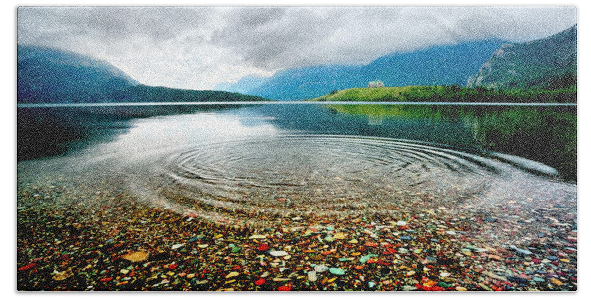 Waterton Lakes Beach Towel featuring the photograph Waterton Ripples by David Andersen