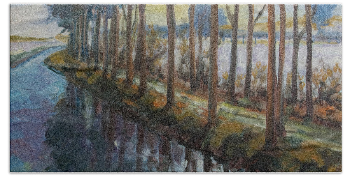 Trees Beach Sheet featuring the painting Waterway by Rick Nederlof