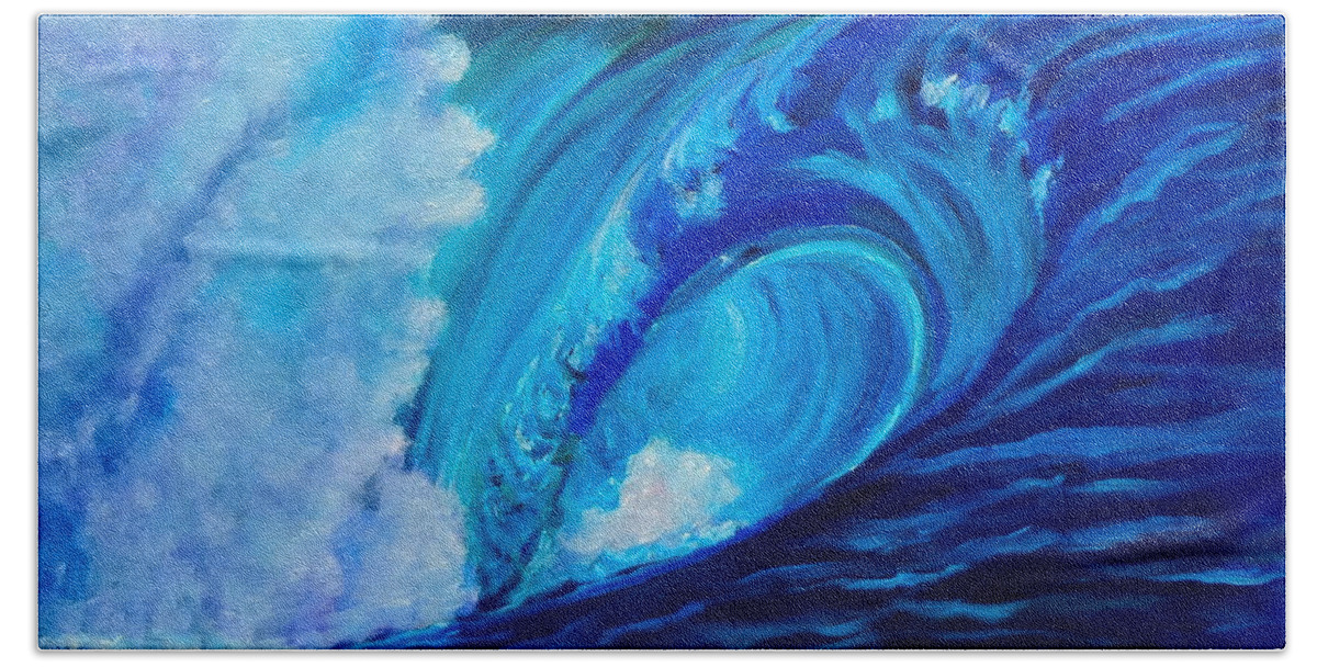 Ocean Wave Beach Towel featuring the painting Wave 11 by Jenny Lee
