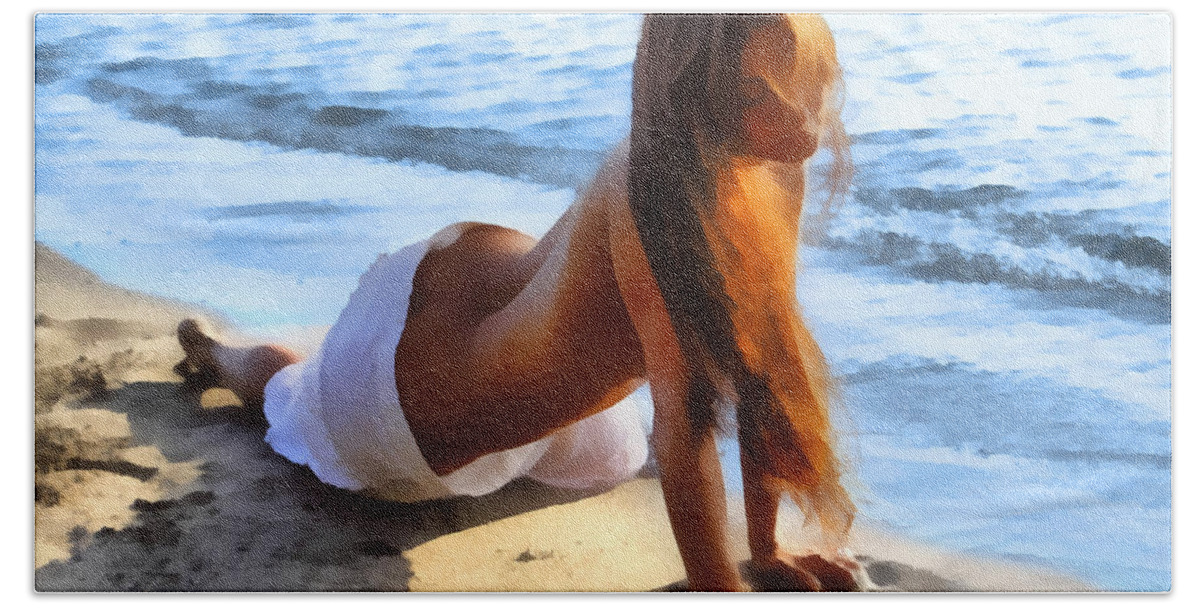 Nude Beach Towel featuring the painting Wave Baby 2 by David Naman