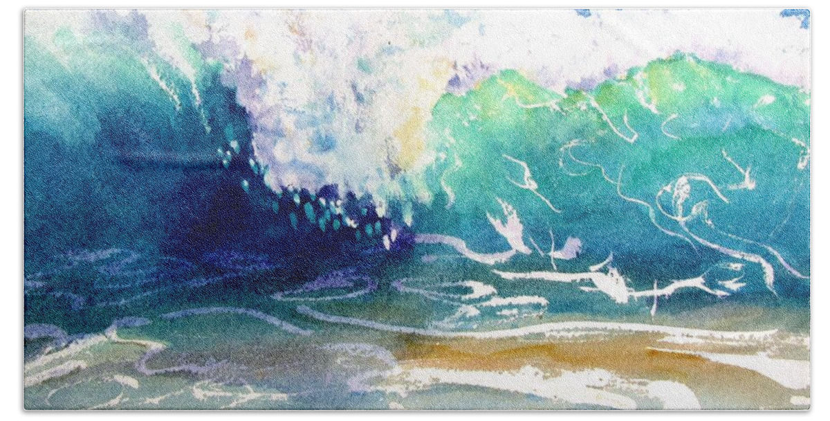 Ocean Beach Towel featuring the painting Wave Color by Carlin Blahnik CarlinArtWatercolor