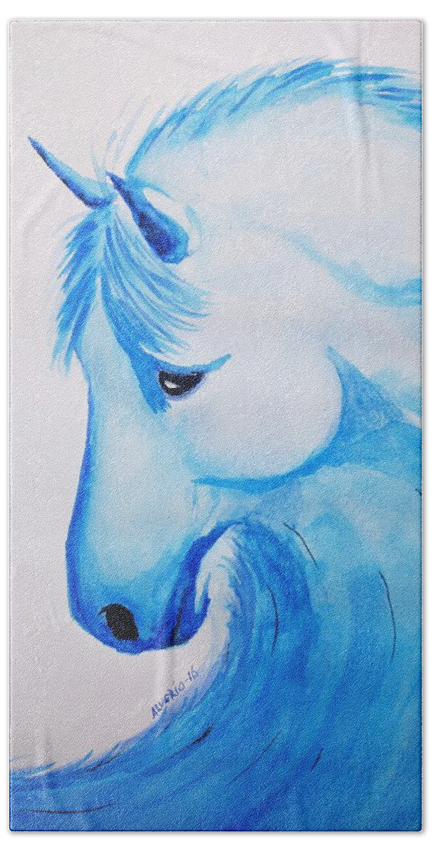 Wave Beach Towel featuring the painting Wave Horse by Edwin Alverio