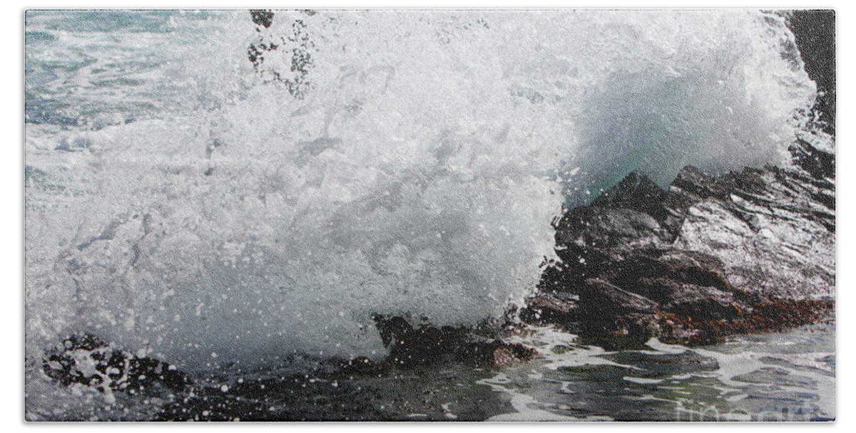 Wave Beach Towel featuring the photograph Wave Smash by Nicholas Burningham