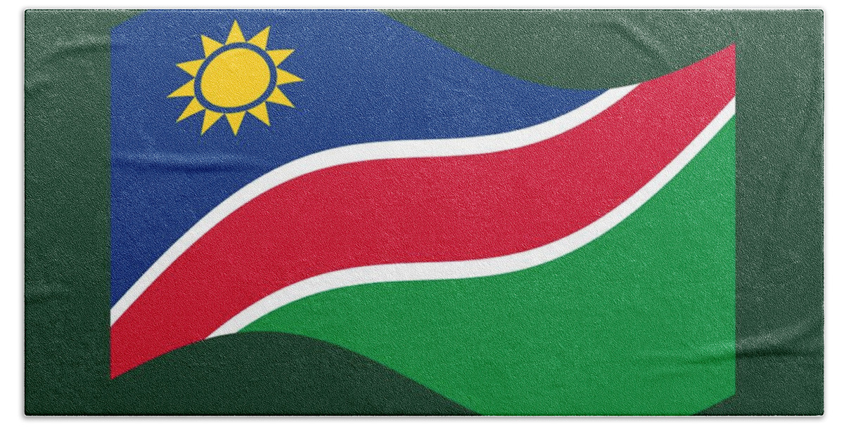 Banner Beach Towel featuring the digital art Waving Namibia Flag by Frederick Holiday