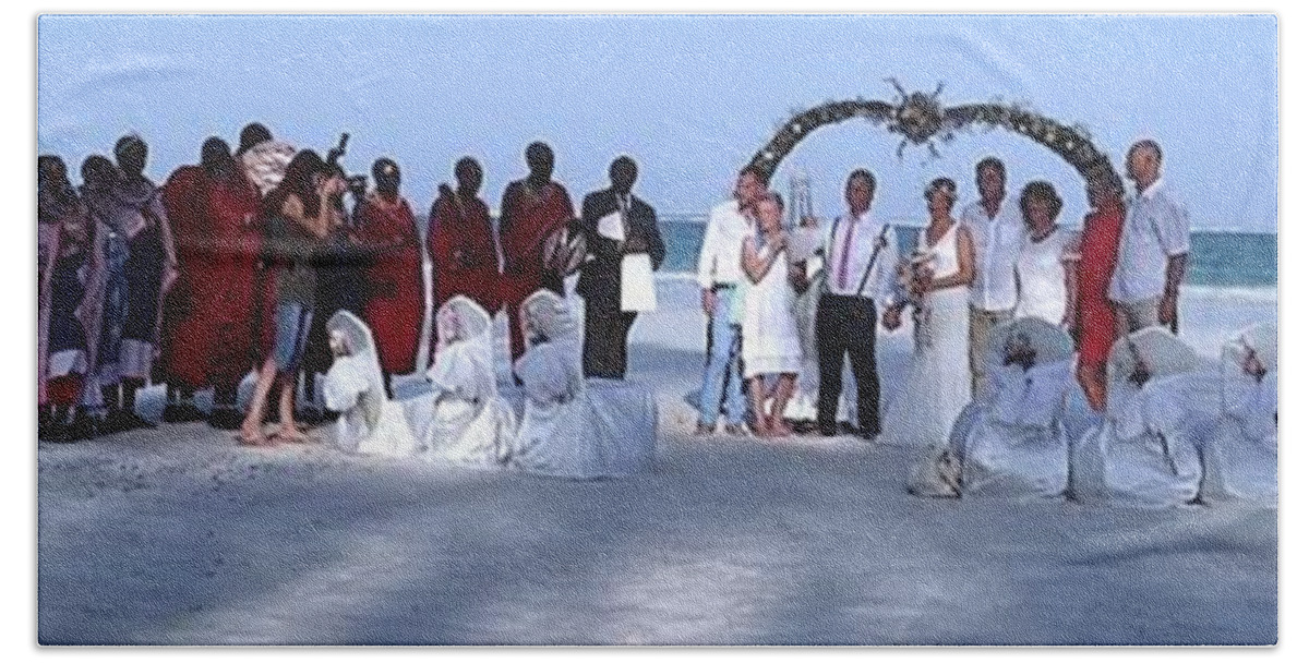 Travel Beach Towel featuring the photograph Wedding complete panoramic Kenya Beach by Exploramum Exploramum