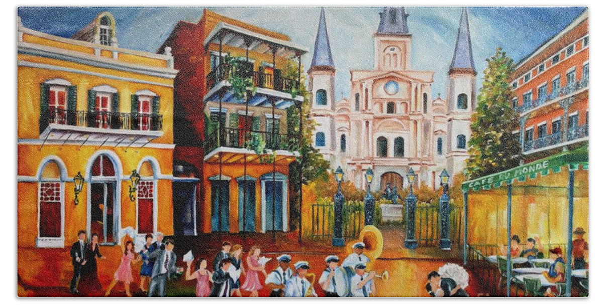 New Orleans Beach Towel featuring the painting Wedding New Orleans' Style by Diane Millsap