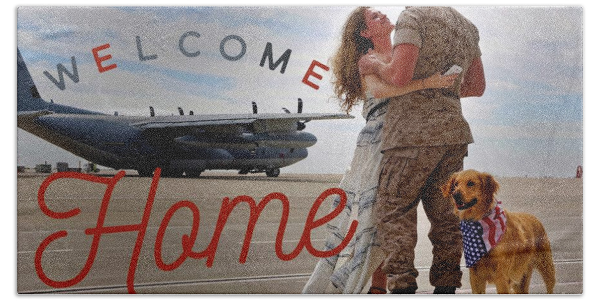 Welcome Home Beach Towel featuring the digital art Welcome Home by Kathy Tarochione
