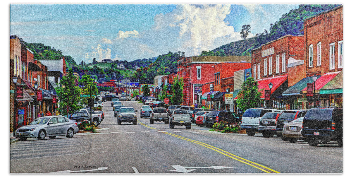 West Jefferson Nc Beach Towel featuring the photograph West Jefferson Streetscape by Dale R Carlson