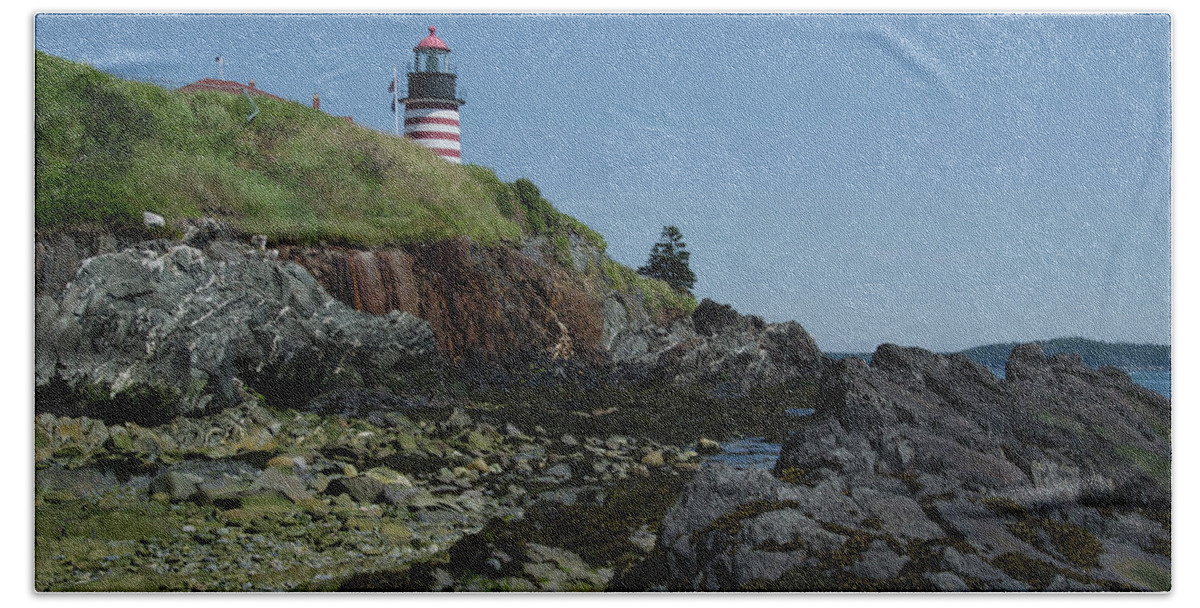 West Quoddy Lighthouse Beach Sheet featuring the photograph West Quoddy a View from the Ocean Floor by Janice Adomeit