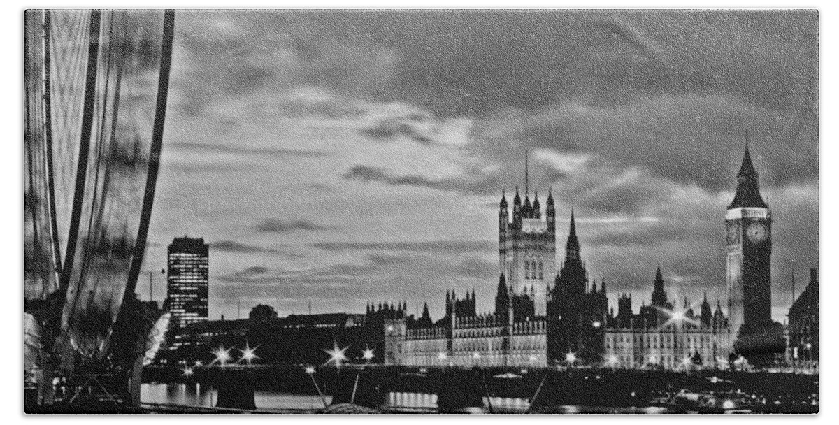 Westminster Beach Towel featuring the photograph Westminster black and white by Dawn OConnor