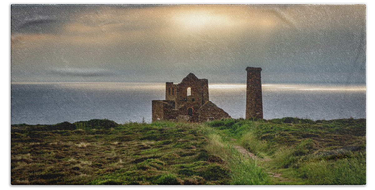 Wheal Coates Beach Towel featuring the photograph Wheal Coates Sunspots by Framing Places