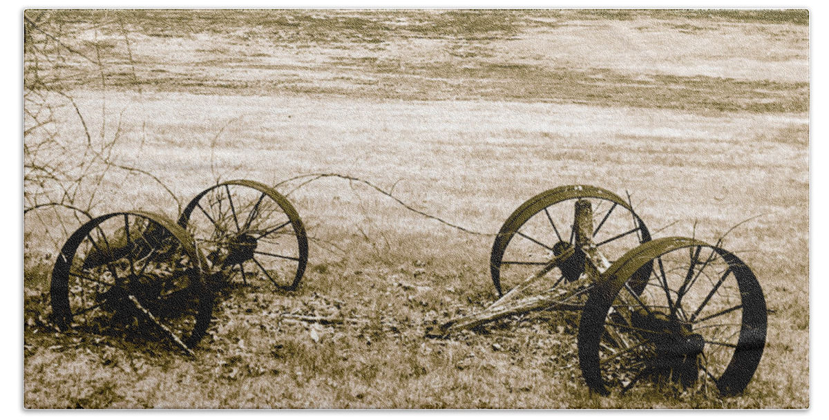Antique Beach Sheet featuring the photograph Wheels of the Past by Robert McKay Jones