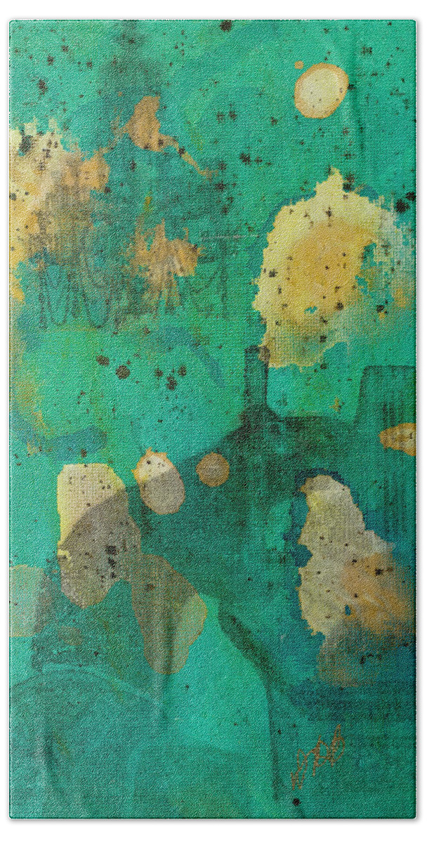 Blue Beach Sheet featuring the mixed media When Floyd Learned to Play the Organ by Dawn Boswell Burke