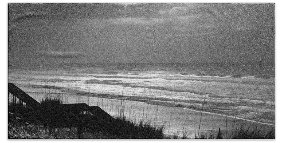 Black And White Beach Beach Sheet featuring the photograph WHEN SILVER DANCES UPON the SEA by Karen Wiles