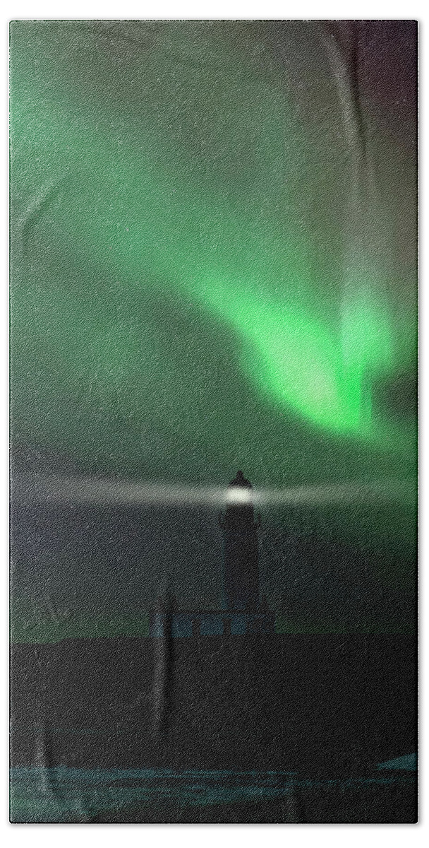 Northern Beach Towel featuring the photograph When the Northern Lights come by Jaroslaw Blaminsky