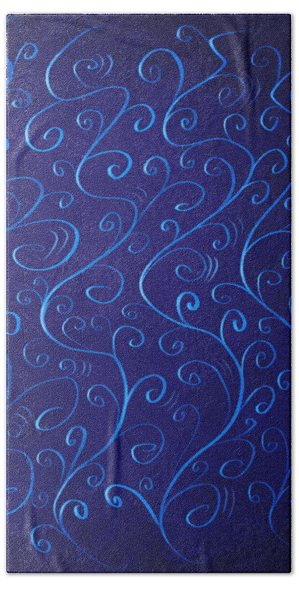 Swirl Beach Towel featuring the digital art Whimsical Glowing Blue Swirls by Boriana Giormova