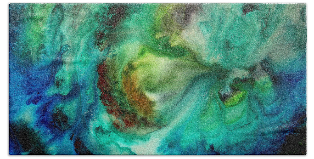 Abstract Beach Towel featuring the painting Whirlpool by MADART by Megan Aroon