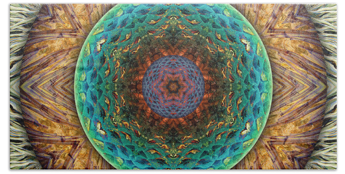 Symbolism Mandalas Beach Towel featuring the digital art Whispering Pines by Becky Titus