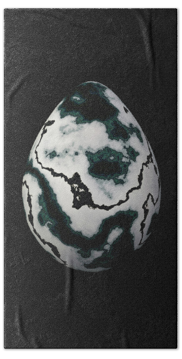 Series Beach Towel featuring the digital art White and Green Marble Egg by Hakon Soreide