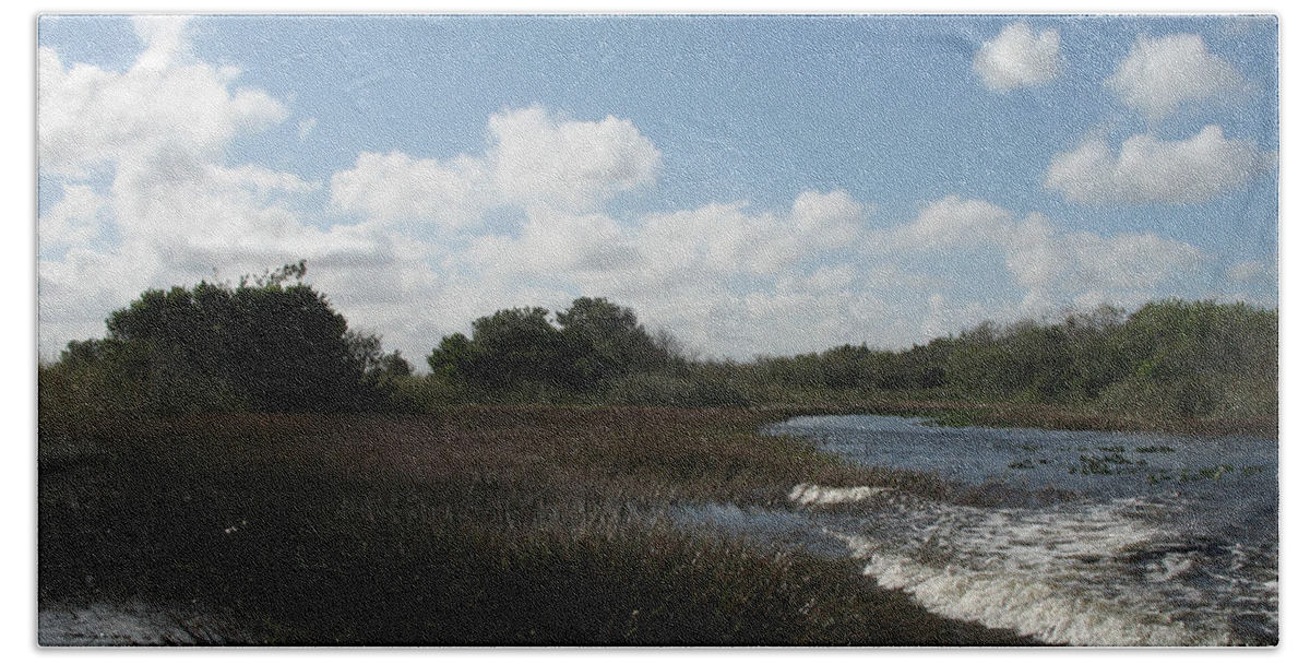 Everglades Beach Towel featuring the photograph White Cloudes Over Water by Christiane Schulze Art And Photography