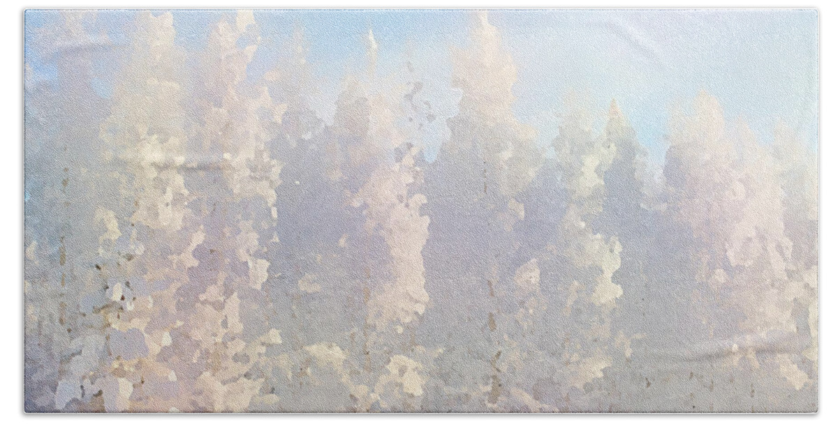Nature Beach Towel featuring the digital art White Forest Morning by Shelli Fitzpatrick