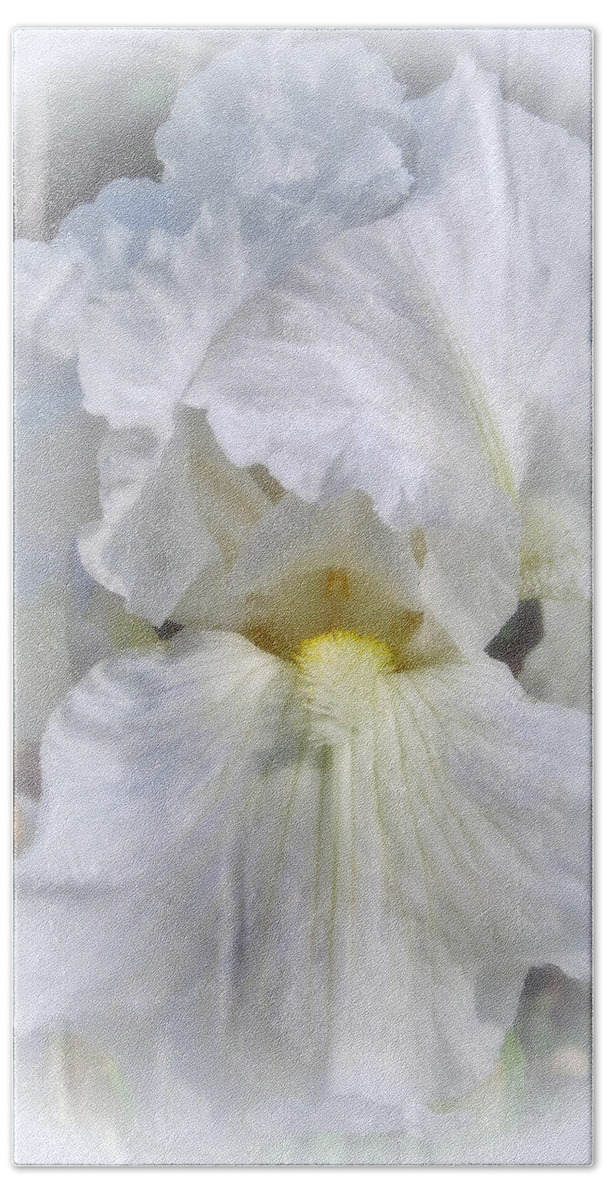 Iris Beach Sheet featuring the digital art White On White Iris by Kay Novy