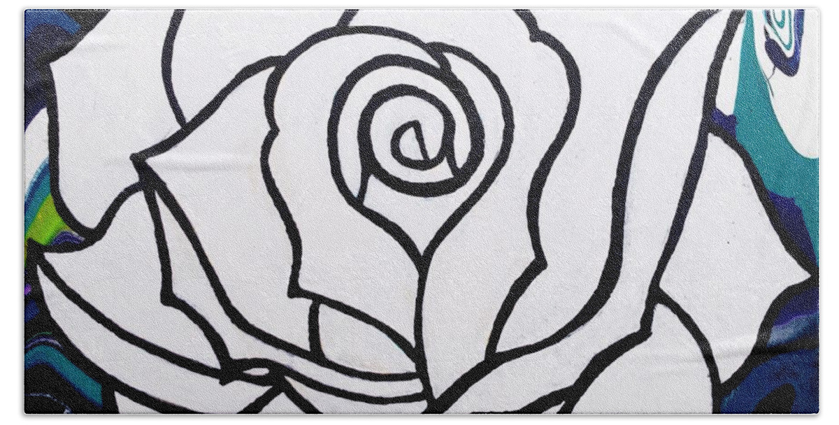 Whiterose Beach Towel featuring the photograph White Rose by Annie Walczyk