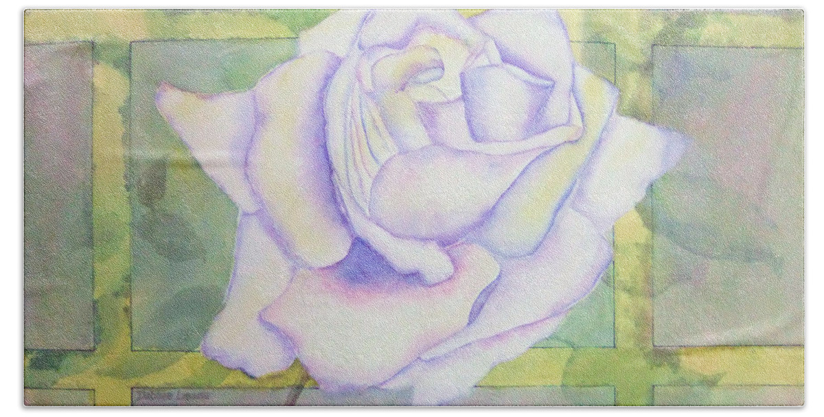 Watercolor Beach Towel featuring the painting White Rose by Debbie Lewis