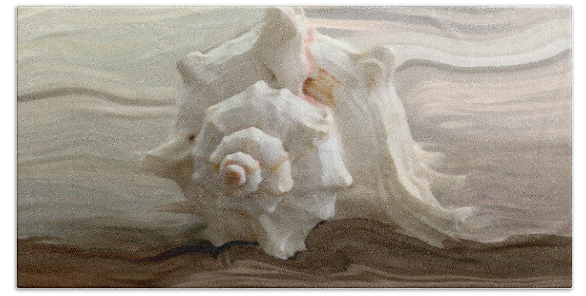 Seashell Beach Sheet featuring the photograph White shell by Linda Sannuti