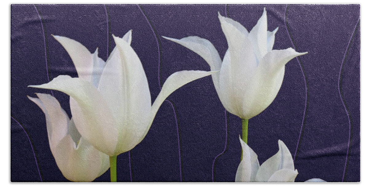Tulips Beach Sheet featuring the photograph White Tulips for a New Age by Tara Hutton