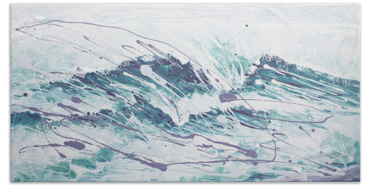 Surf Beach Towel featuring the painting White Wave Abstract by William Love