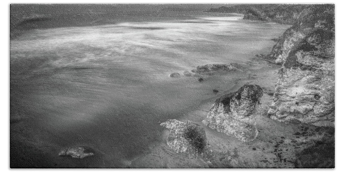 Ireland Beach Towel featuring the photograph Whiterocks mono by Nigel R Bell