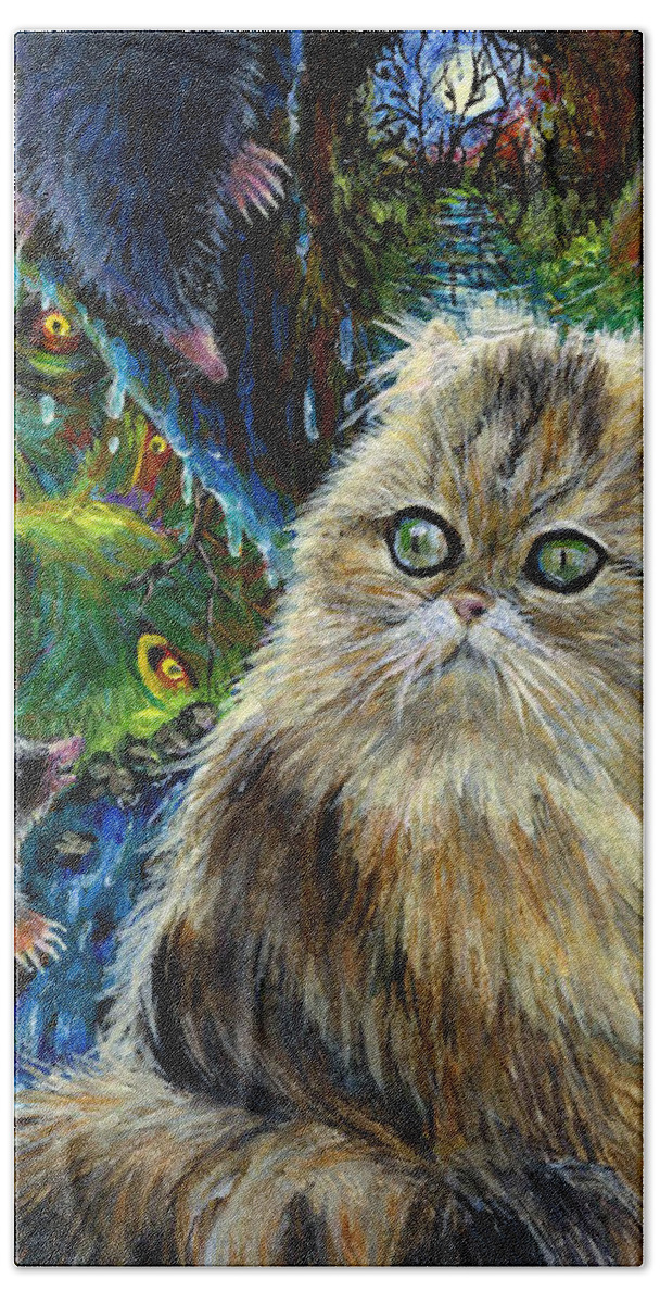 Cat Beach Towel featuring the painting Who Let the Cat In by Jacquelin L Vanderwood Westerman