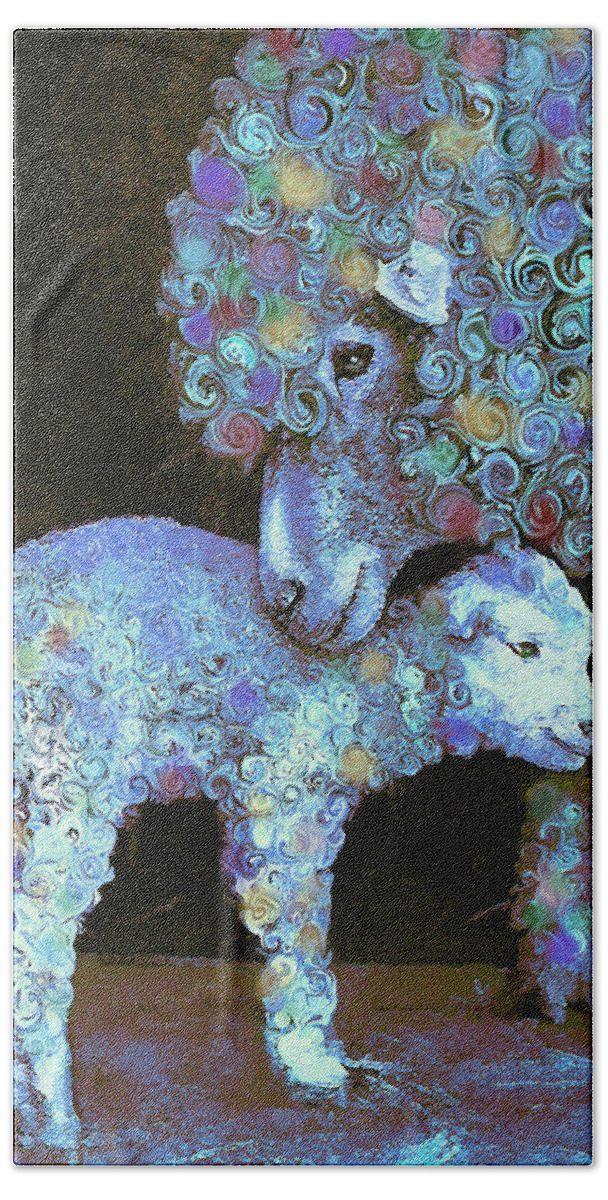 Lamb Beach Sheet featuring the digital art Whose little lamb are you? by Jane Schnetlage