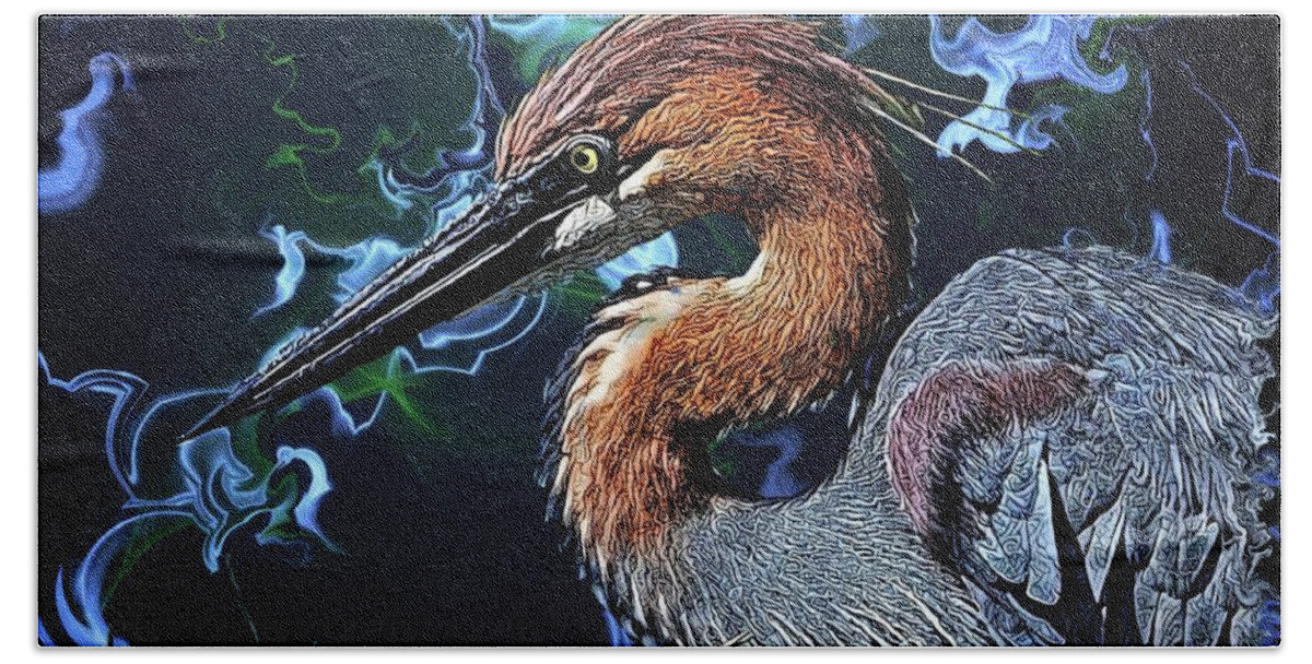 Digital Art Beach Sheet featuring the digital art Wild Goliath Herona by Artful Oasis