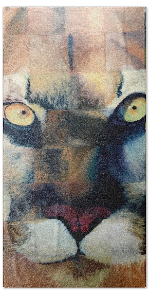 Art Beach Sheet featuring the painting Wildcat by Dustin Miller