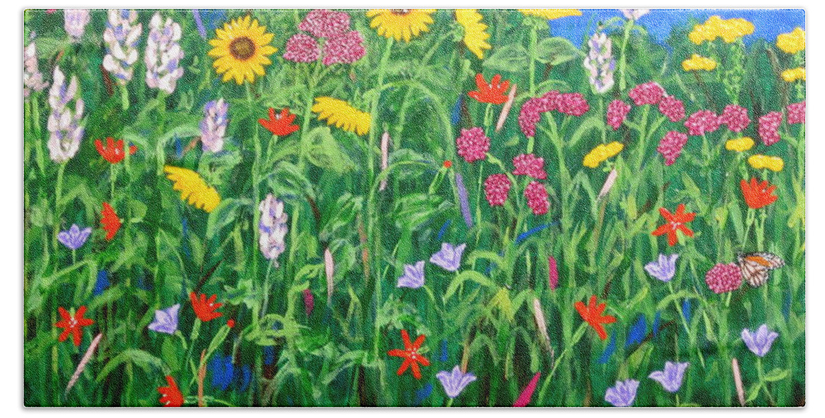 Wildflowers Painting Beach Towel featuring the painting Wildflowers by J Loren Reedy