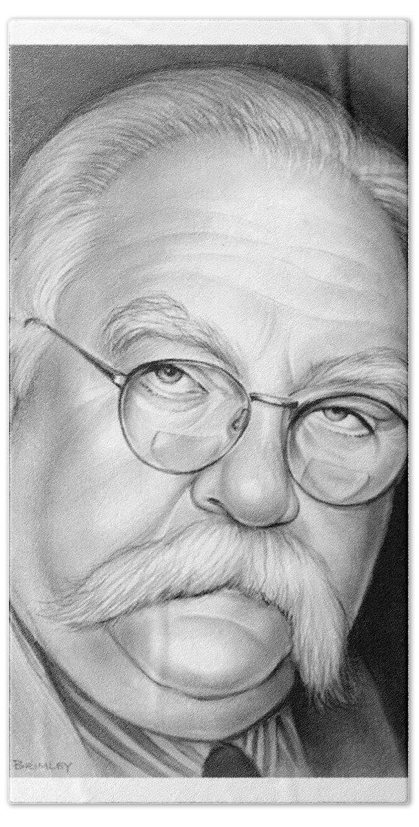 Wilford Brimley Beach Towel featuring the drawing Wilford Brimley by Greg Joens