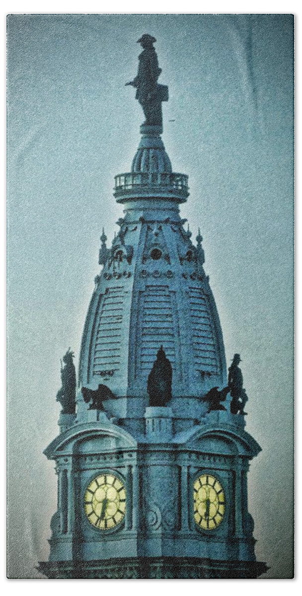 Photo Of William Penn On Top Of Philadelphia Beach Towel featuring the photograph William Penn on Top by Joan Reese